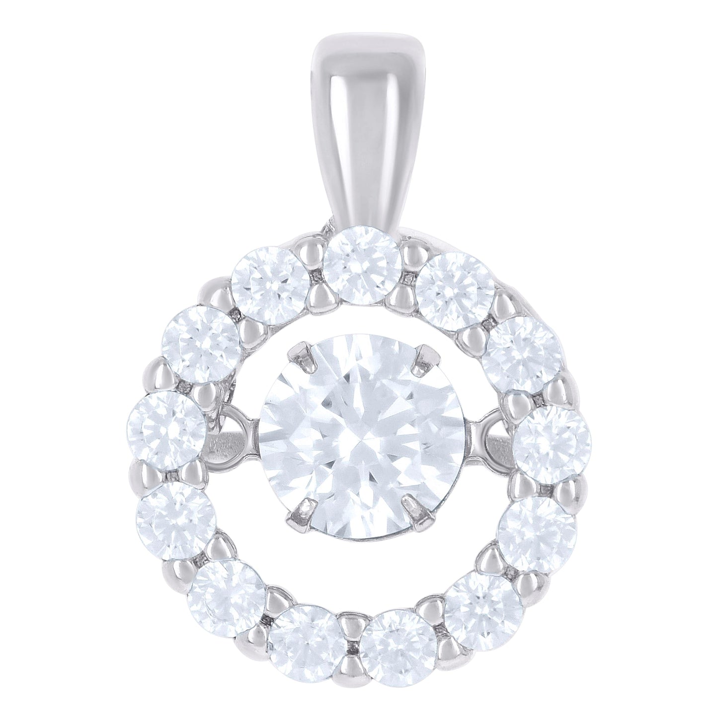 Sterling Silver Womens Cubic Zirconia Fashion Round Charm Pendant