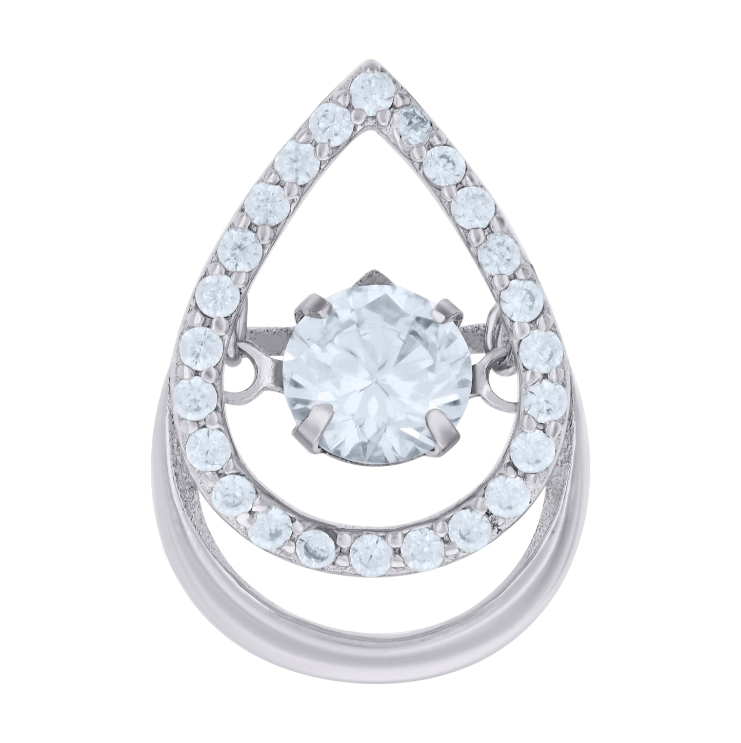 Sterling Silver Womens Cubic Zirconia Fashion Teardrop Slide Charm Pendant