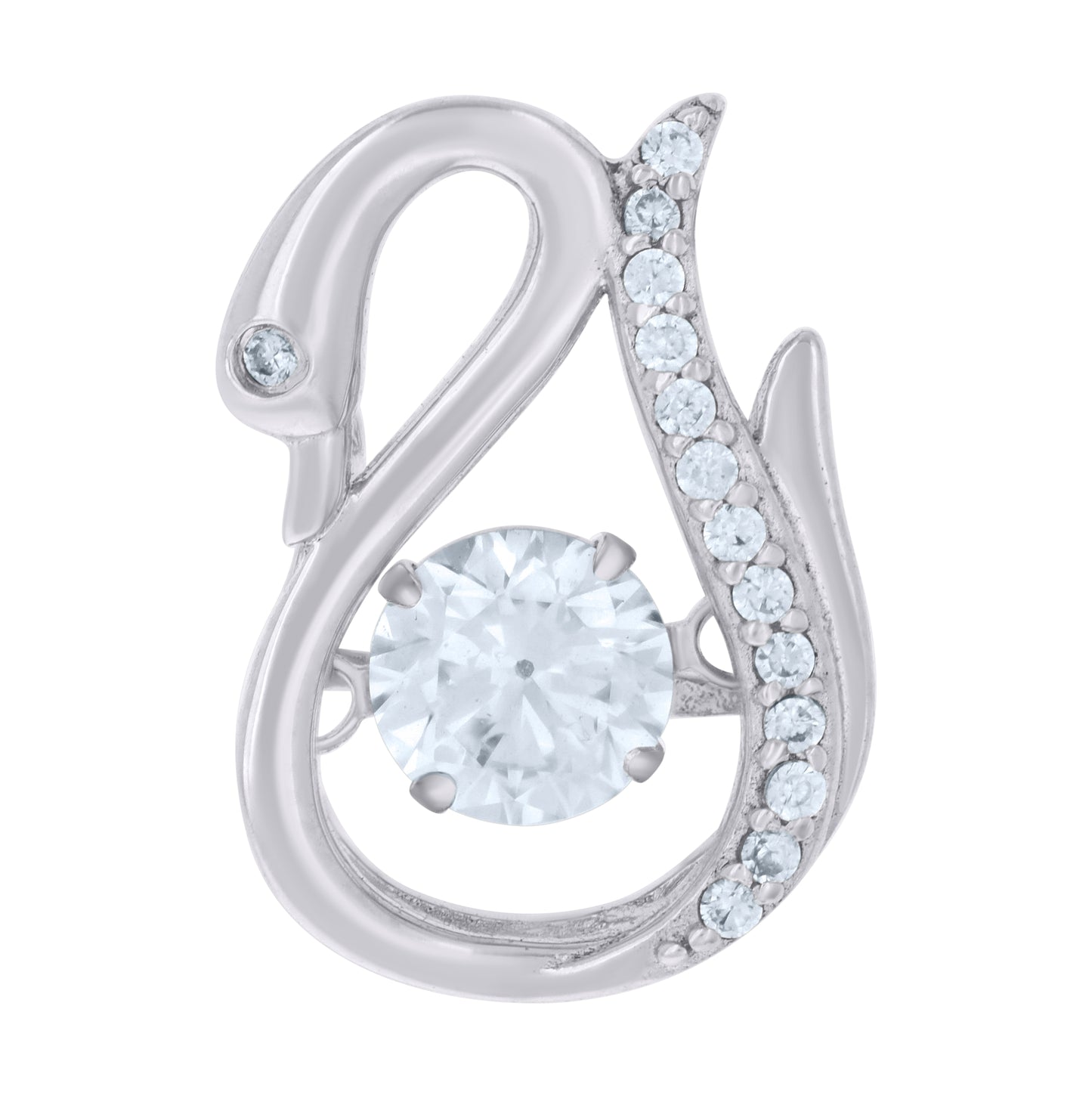 Sterling Silver Womens Cubic Zirconia Fashion Swan Charm Pendant