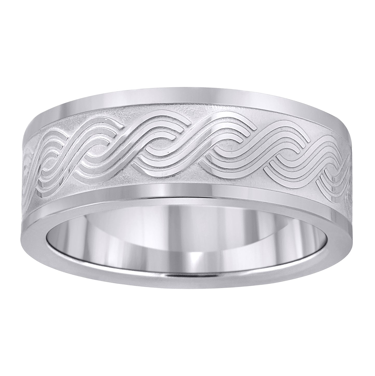 Stainless Steel Mens Celtic Pattern Center Brushed Sizes 7 - 14 Comfort-Fit Fashion Bridal Anniversary Wedding Engagement Band Ring