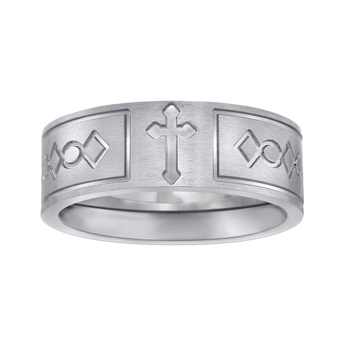 Stainless Steel Mens Brushed Celtic Cross Engraved Sizes 7 - 14 Comfort-Fit Fashion Bridal Anniversary Wedding Engagement Band Ring