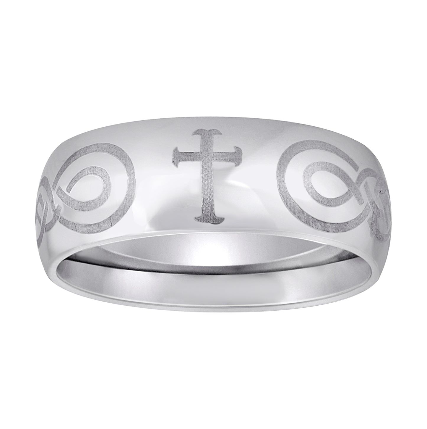 Stainless Steel Men's Celtic Cross Polished Dome Sizes 7 - 14 Comfort-Fit Fashion Bridal Anniversary Wedding Engagement Band Ring