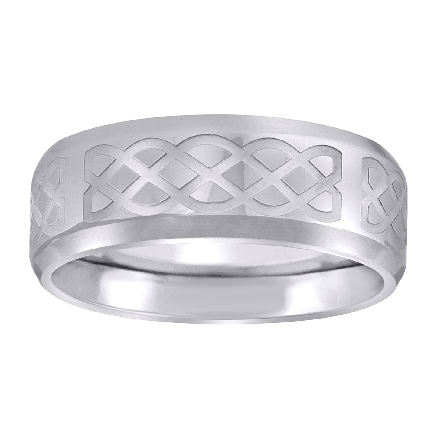 Stainless Steel Mens Celtic Polished Beveled Edge Polished Comfort-Fit Fashion Bridal Anniversary Wedding Engagement Band Ring