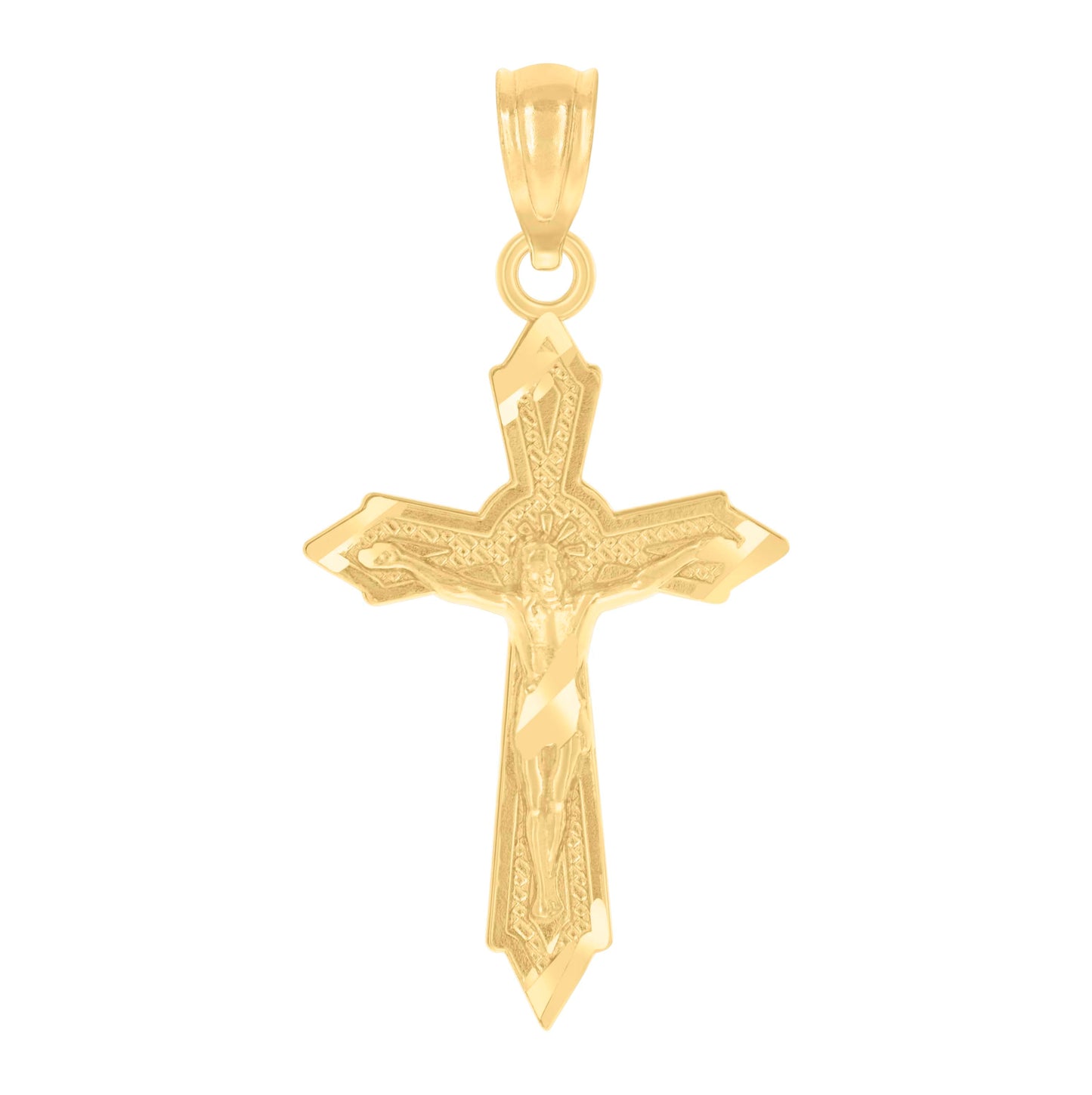 14K Yellow Gold Unisex Cross Crucifix Religious Pendant Charm