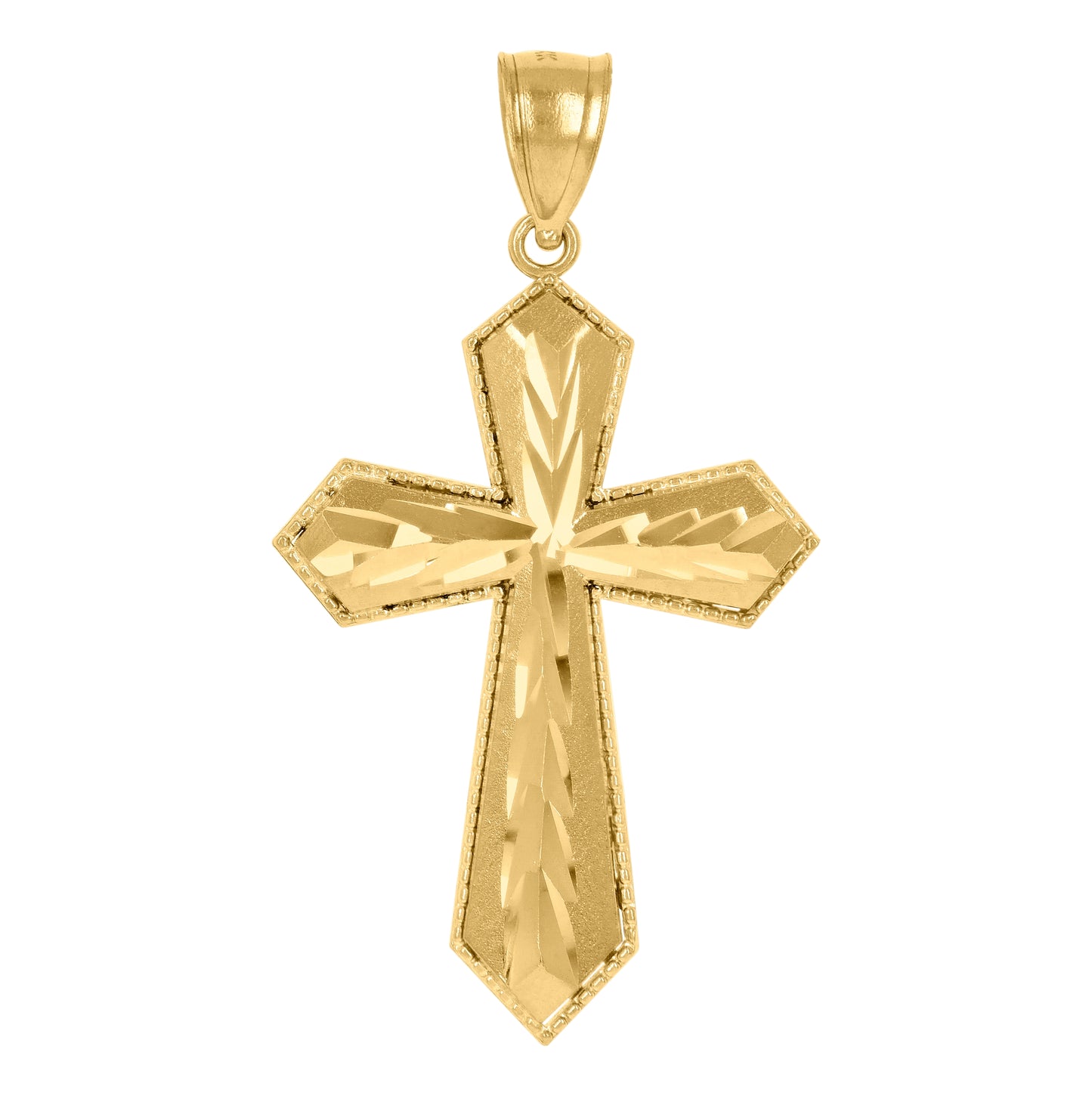 14K Yellow Gold Womens Diamond-Cut Cross Religious Pendant Charm