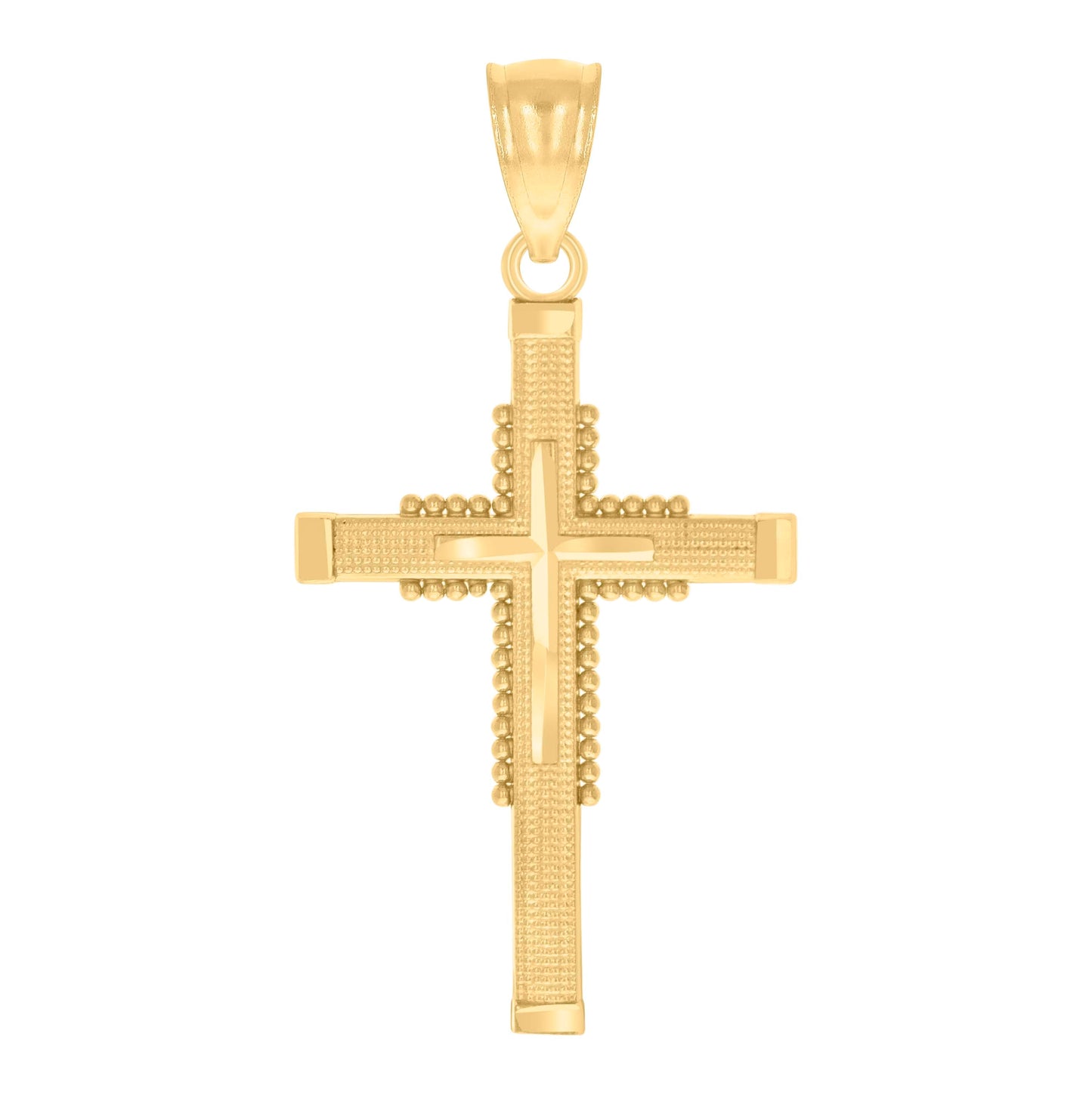14K Yellow Gold Unisex Religious Cross Pendant Charm