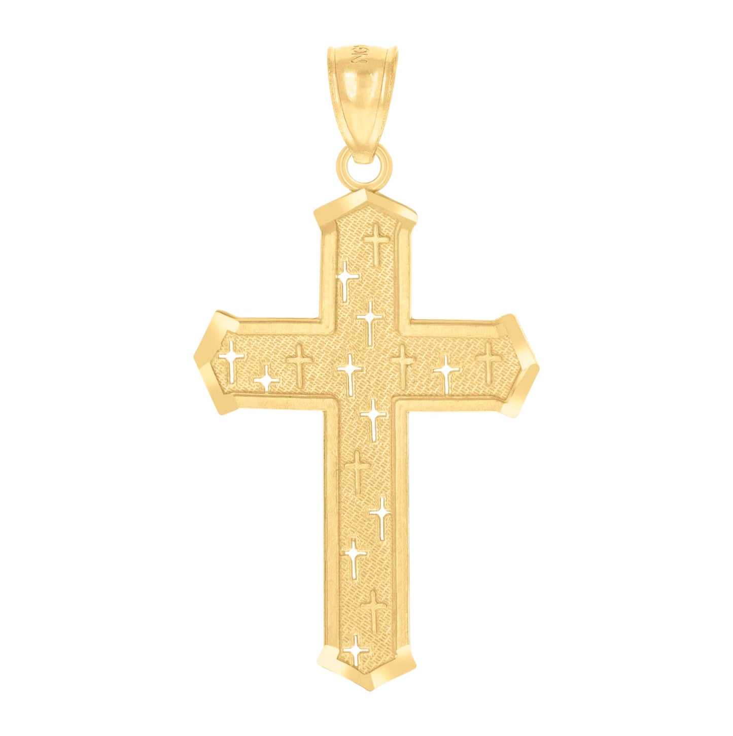 14K Yellow Gold Unisex Cross Pendant Religious Charm