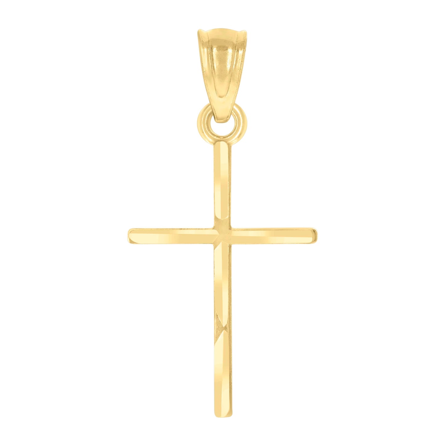14K Yellow Gold Unisex Cross Religious Pendant Charm