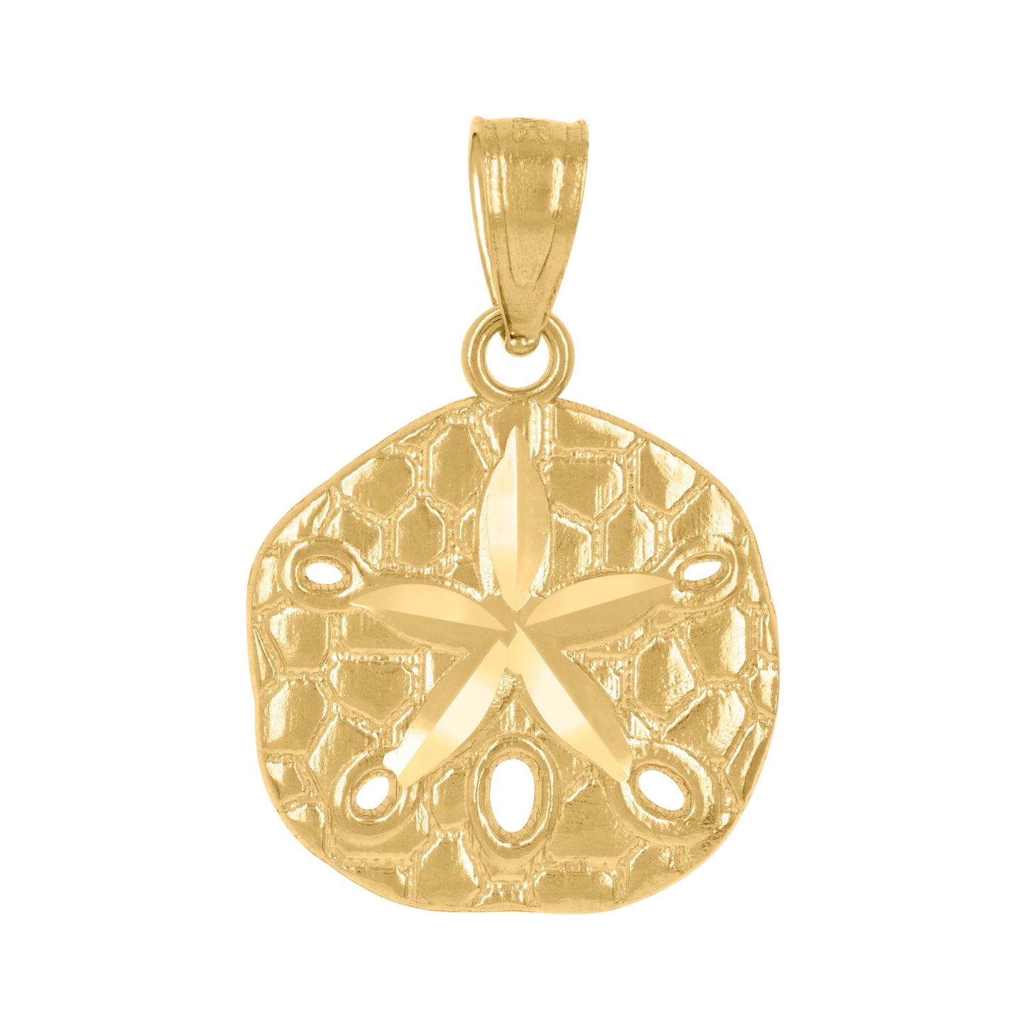 14K Yellow Gold Unisex Diamond-Cut Star Fish Ht:19.7Mm Animal Pendant Charm
