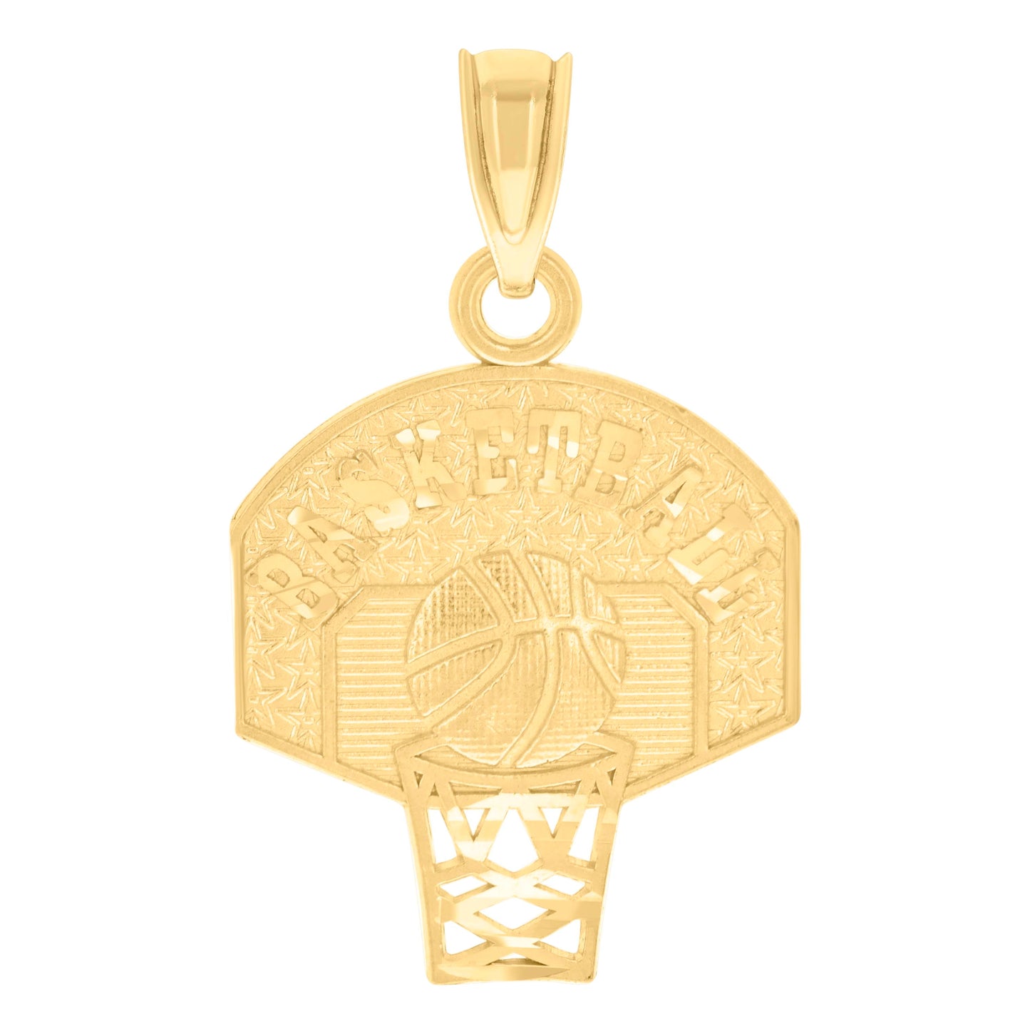 14K Yellow Gold Womens Basketball Sports Pendant Charm