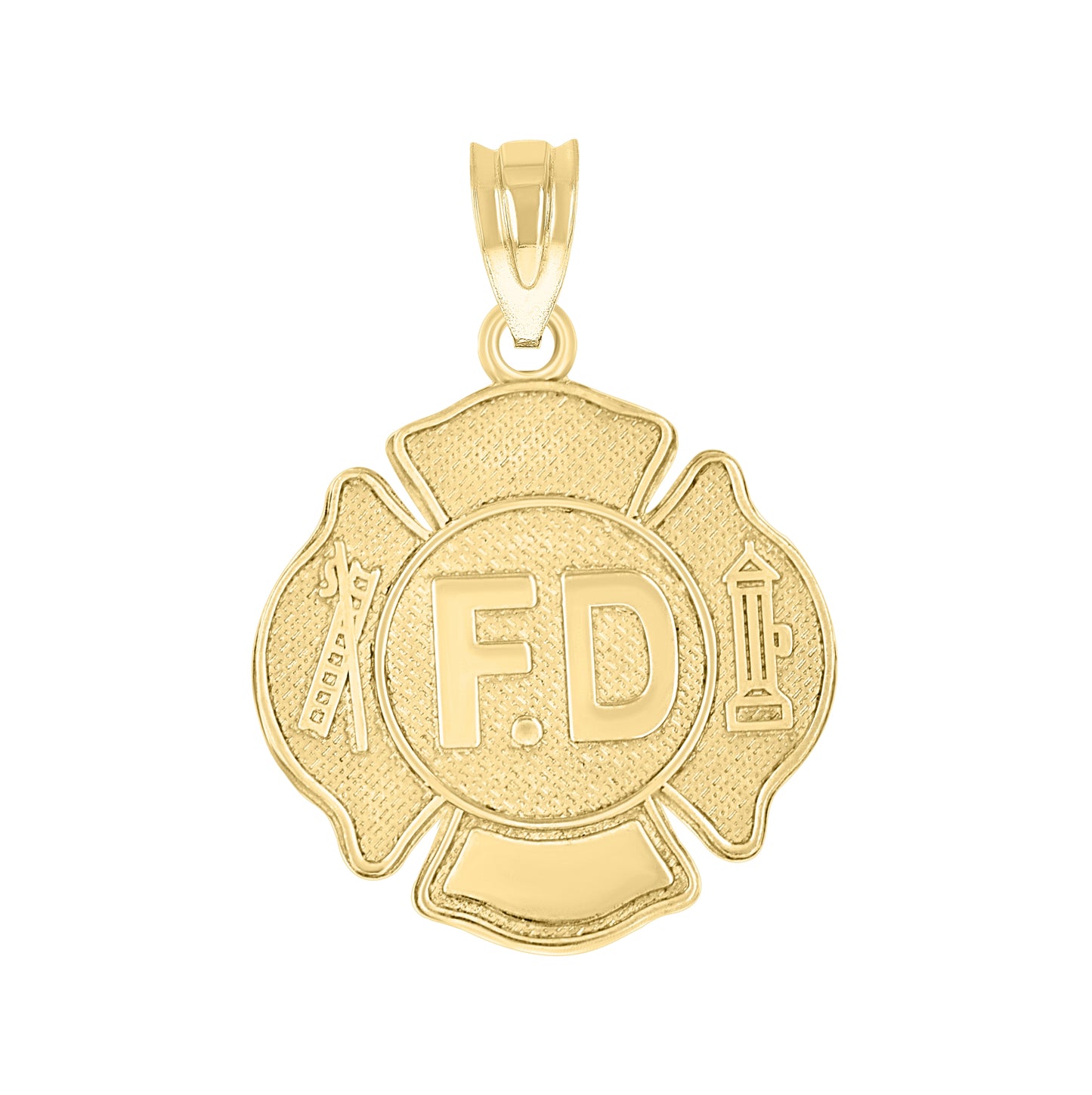 14K Yellow Gold Unisex Fd Badge Pendant Charm