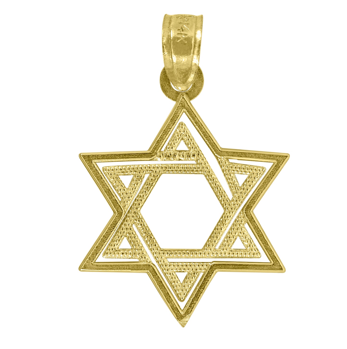 14K Yellow Gold Unisex Star Of David Religious Pendant Charm