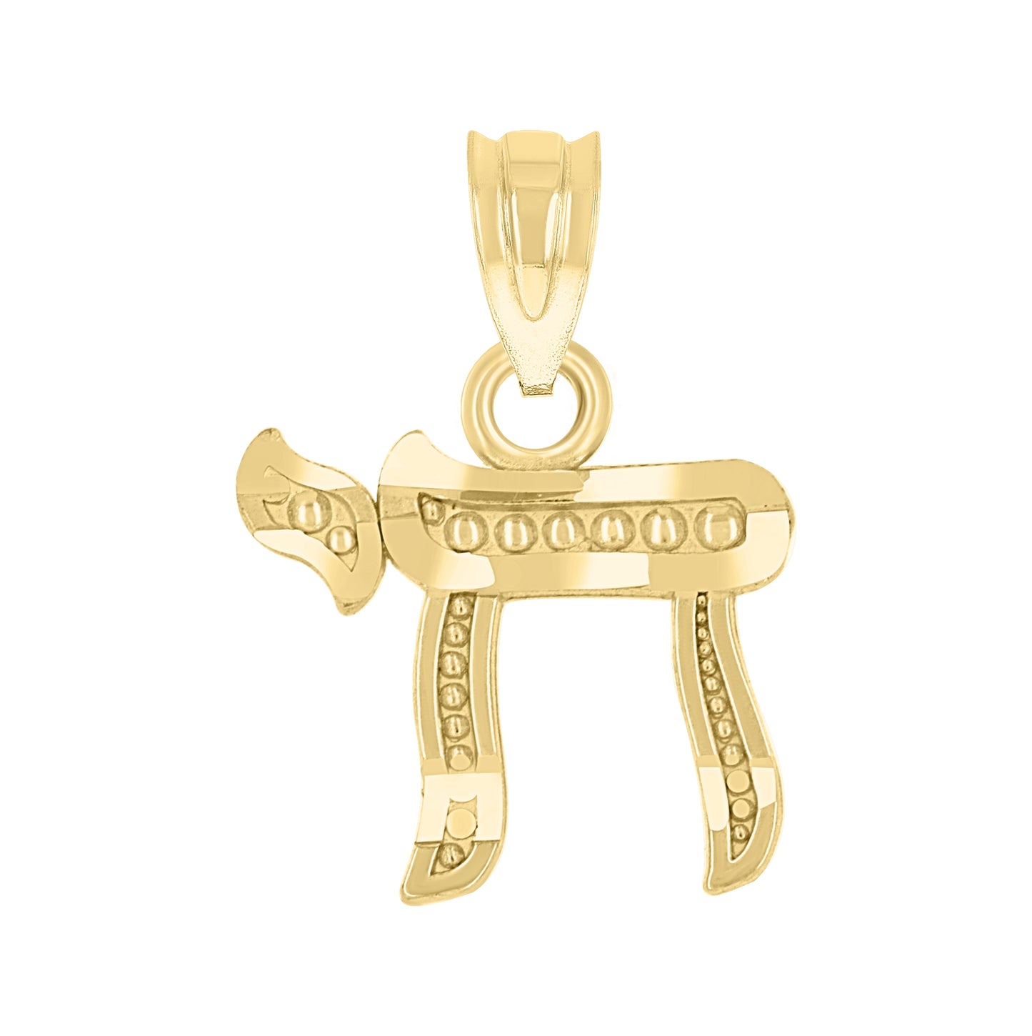 14K Yellow Gold Unisex Diamond-Cut Chi Pendant Charm