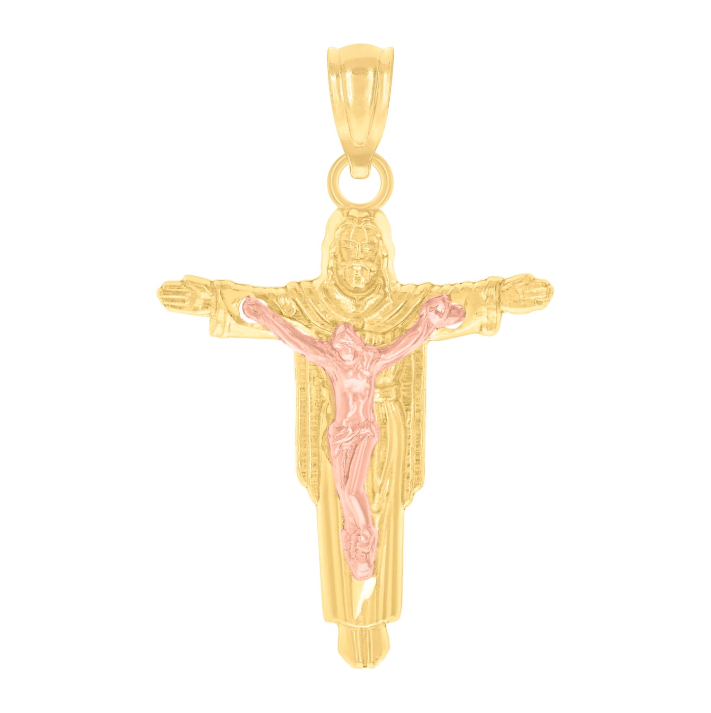 14K Gold Unisex Two-Tone Jesus Religious Ht:25.7Mm Pendant Charm