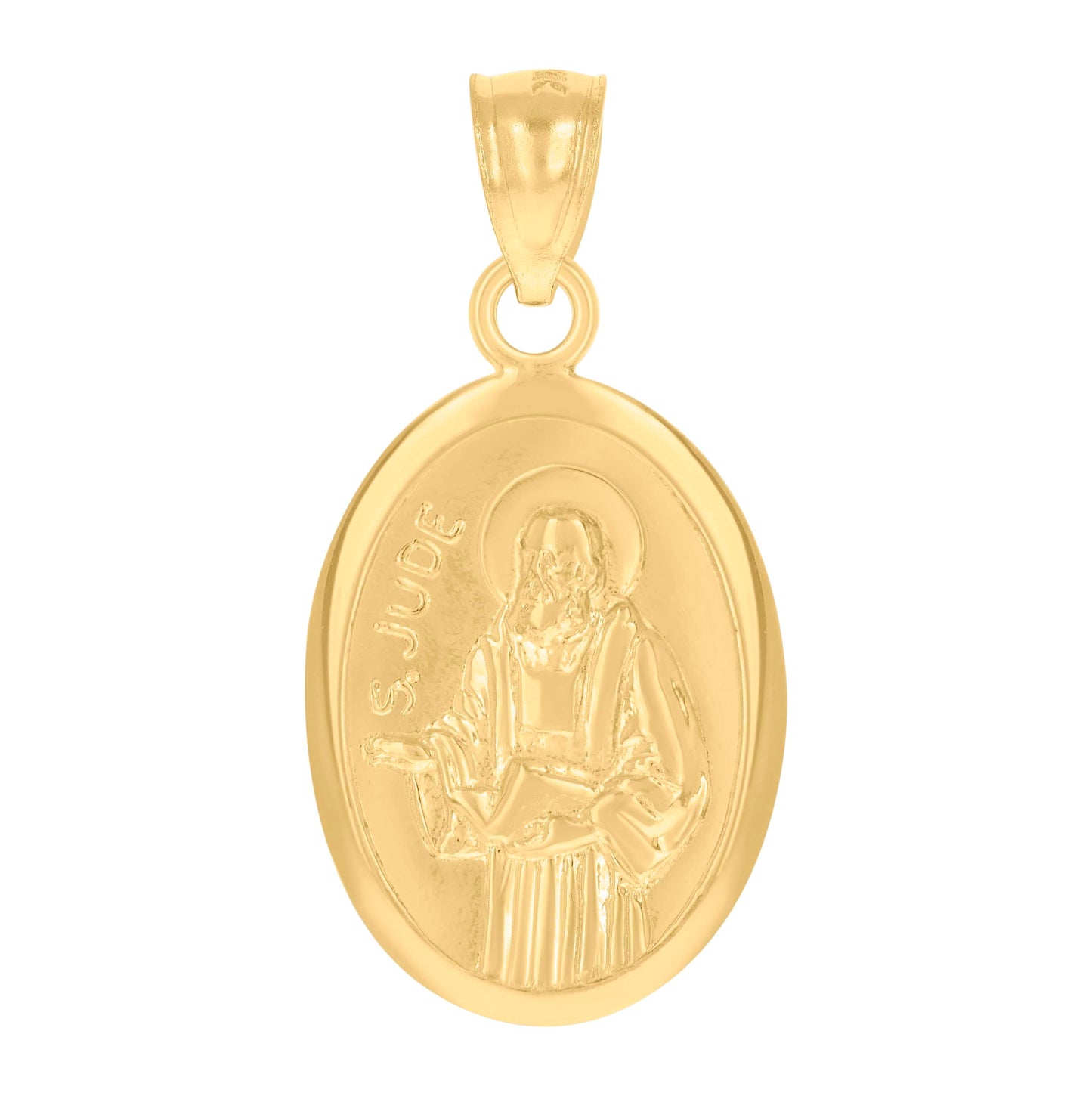 14K Yellow Gold Womens Saint Jude Religious Pendant Charm