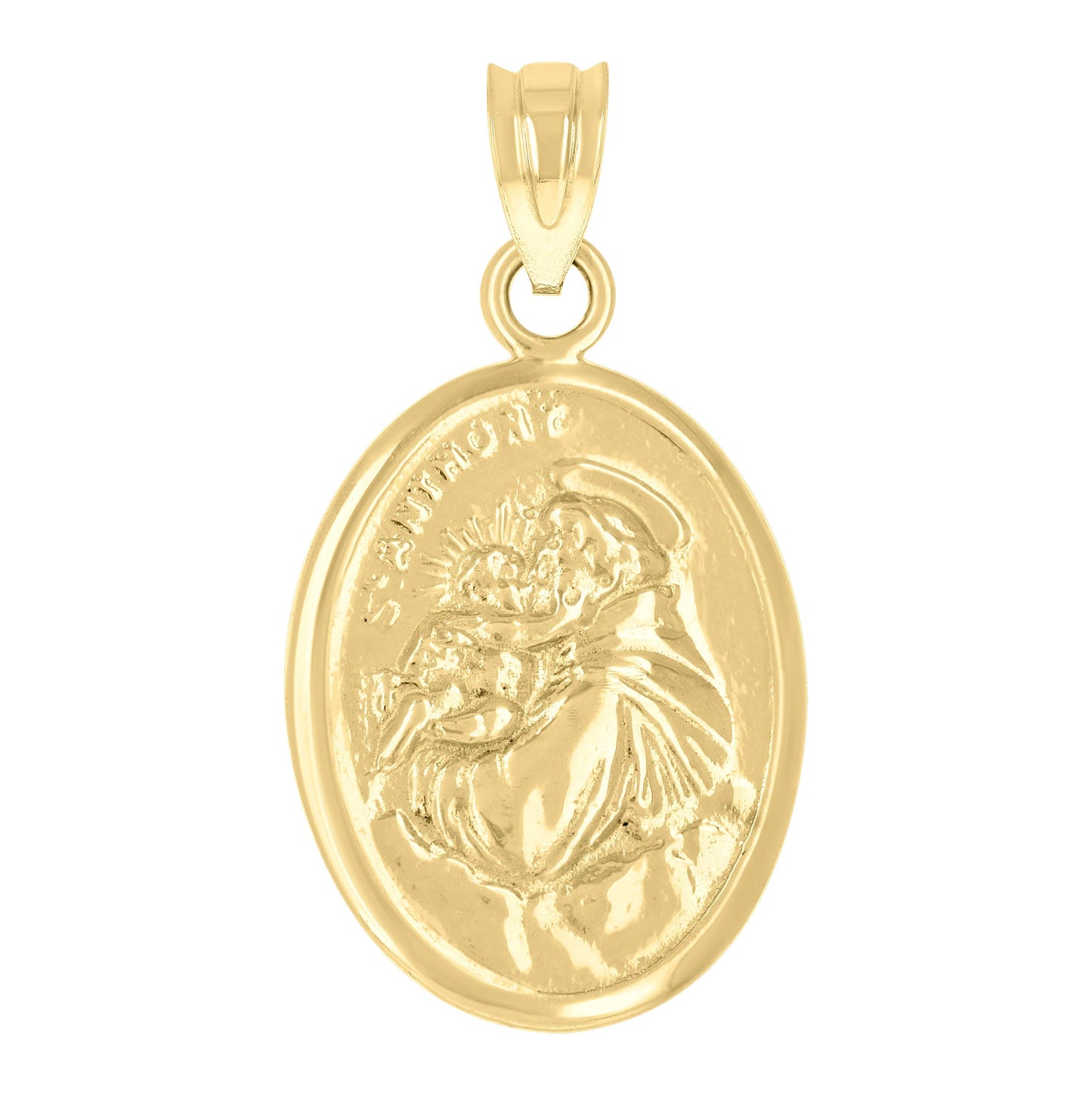 14K Yellow Gold Womens Saint Anthony Religious Pendant Charm