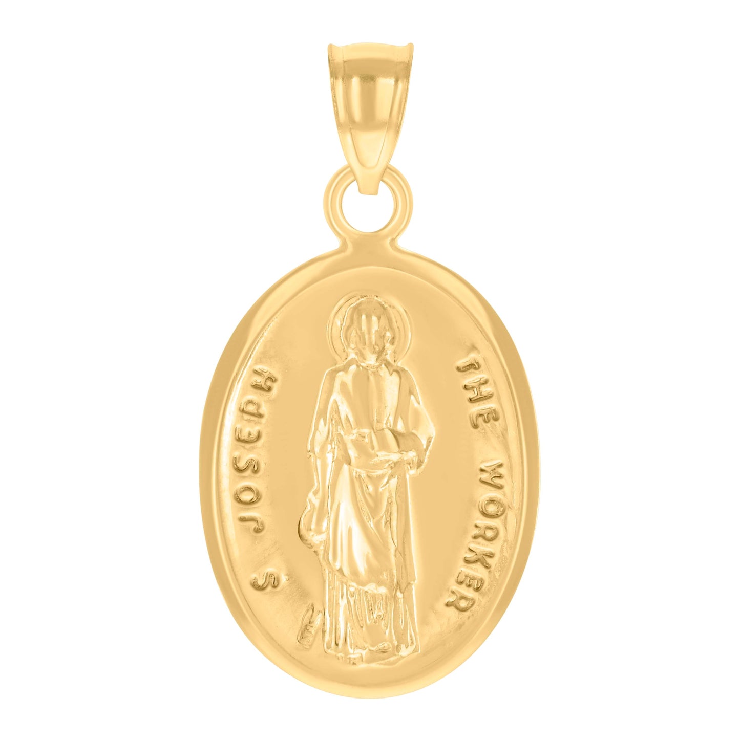 14K Yellow Gold Womens Saint Joseph The Worker Religious Ht:28.4Mm Pendant Charm