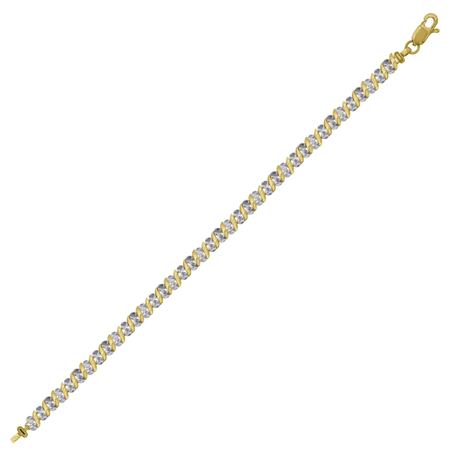 10K Two-Tone Gold Womens Link Bracelet