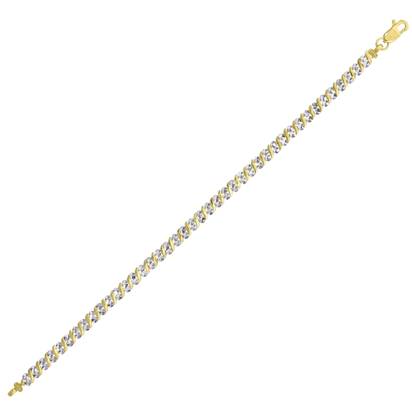 10K Two-Tone Gold Womens Link Bracelet