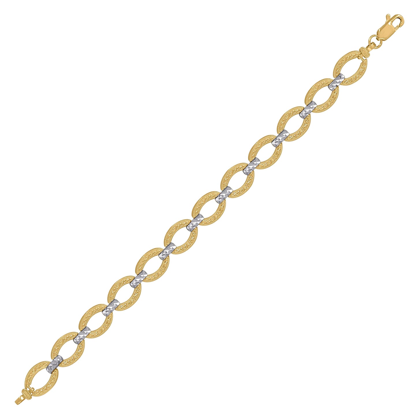 10K Two-Tone Gold Womens Circle Link Bracelet