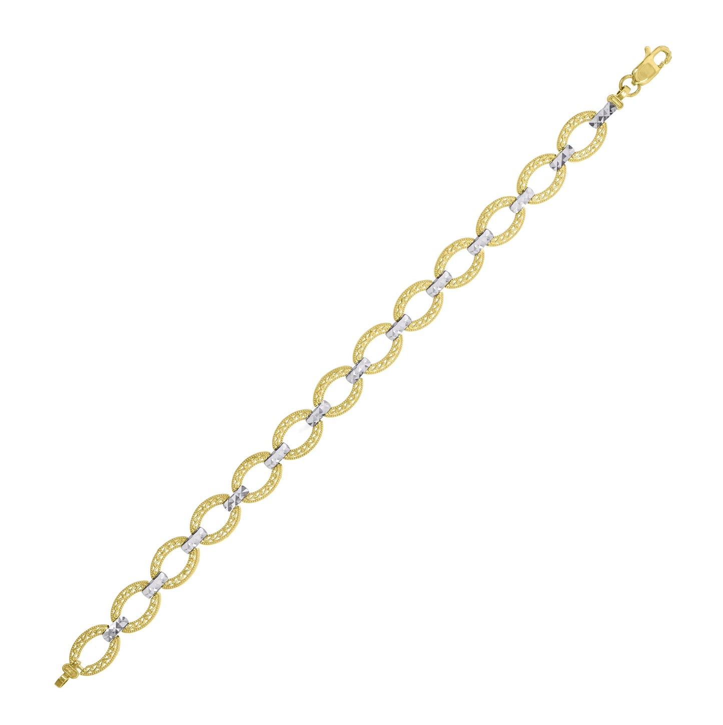 10K Two-Tone Gold Womens Circle Link Bracelet