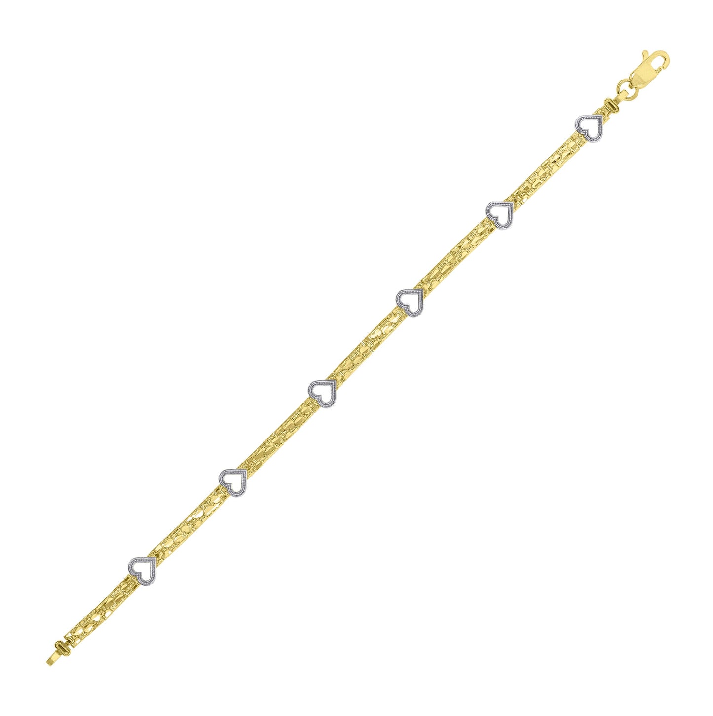 10K Two-Tone Gold Womens Nugget Bracelet