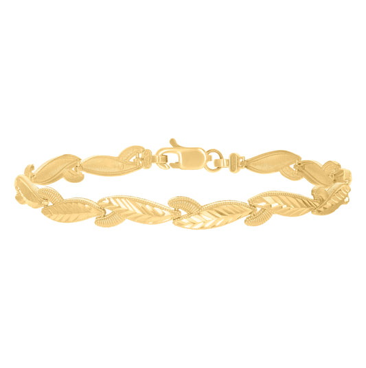10K Yellow Gold Womens Link Fashion 7" Bracelet