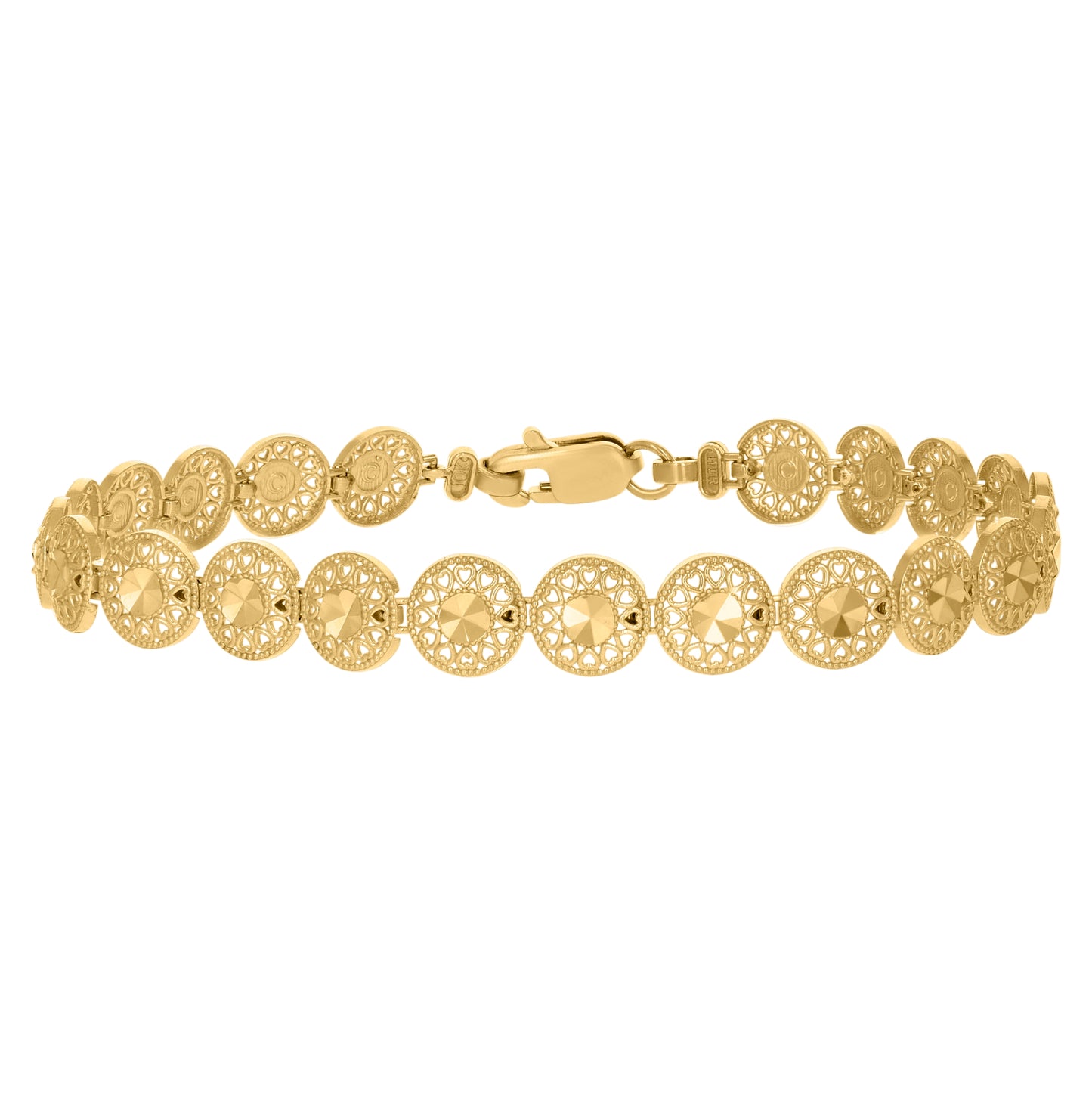 10K Yellow Gold Womens Round Link Bracelet