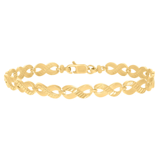 10K Yellow Gold Womens Infinity Love Symbol Link 8" Bracelet