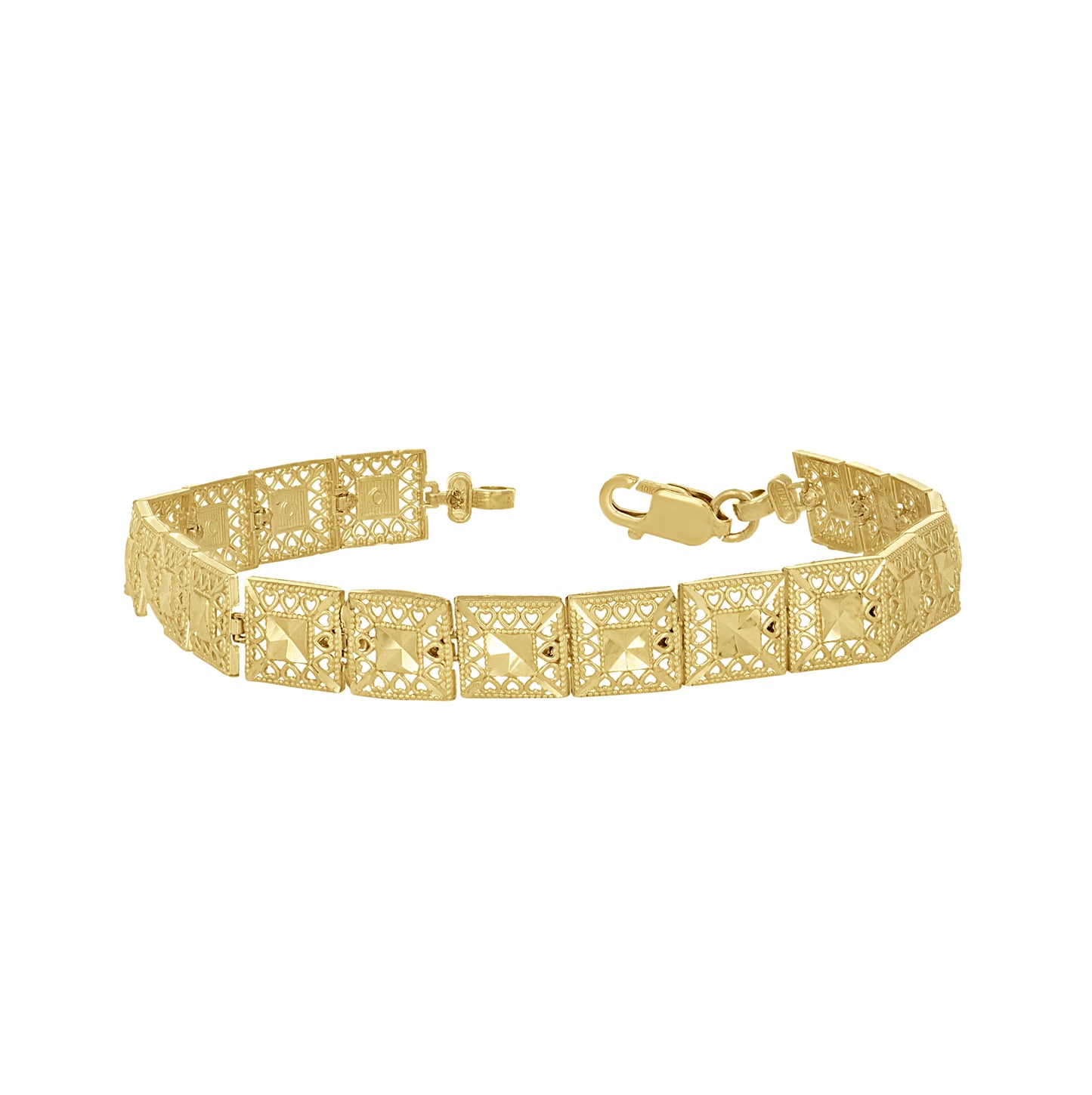 10K Yellow Gold Womens Square Link Bracelet