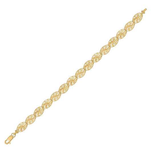 10K Yellow Gold Womens Filigree Bracelet Size 8 Inches