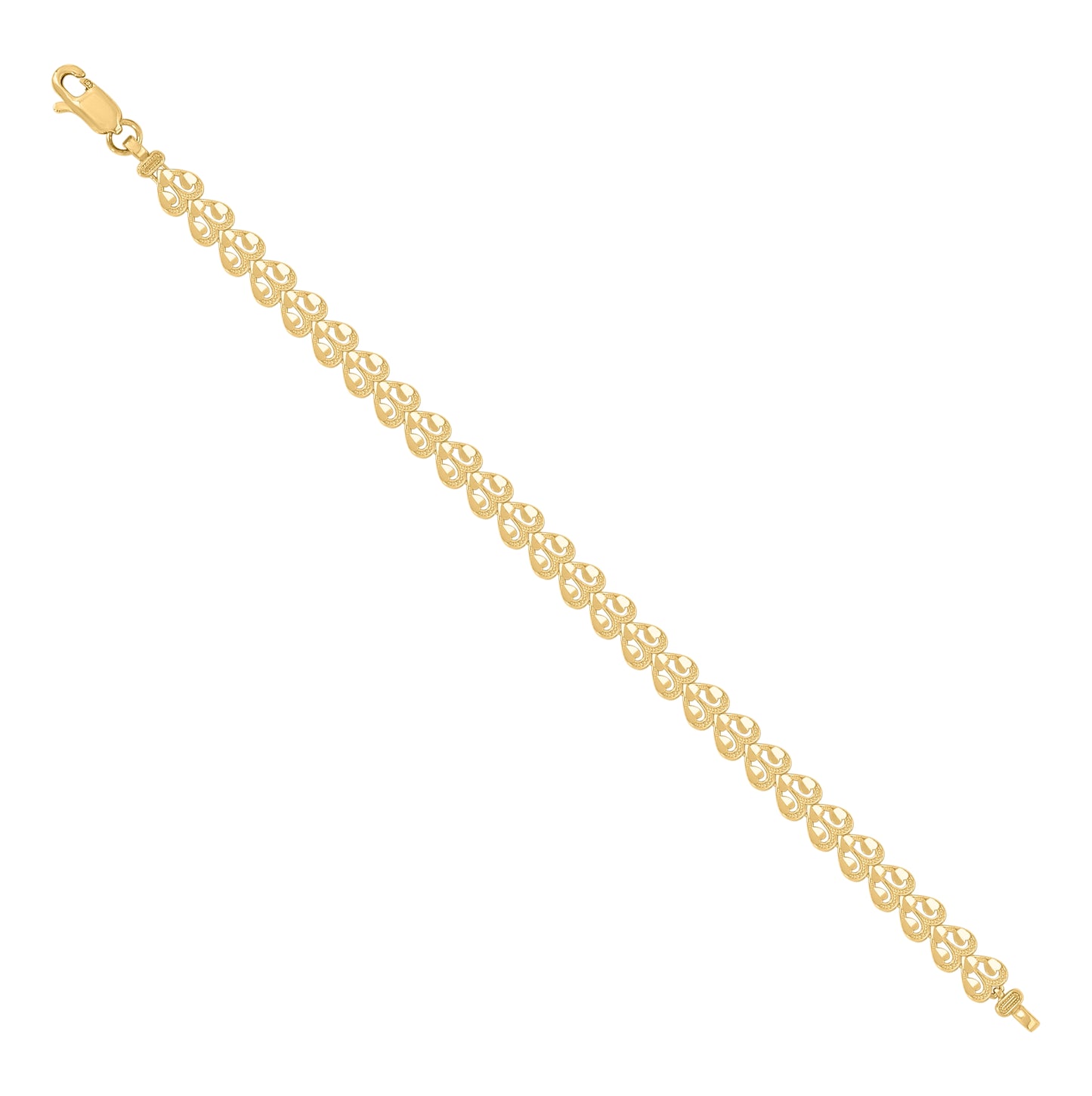 10K Yellow Gold Womens Heart Link 7" Bracelet