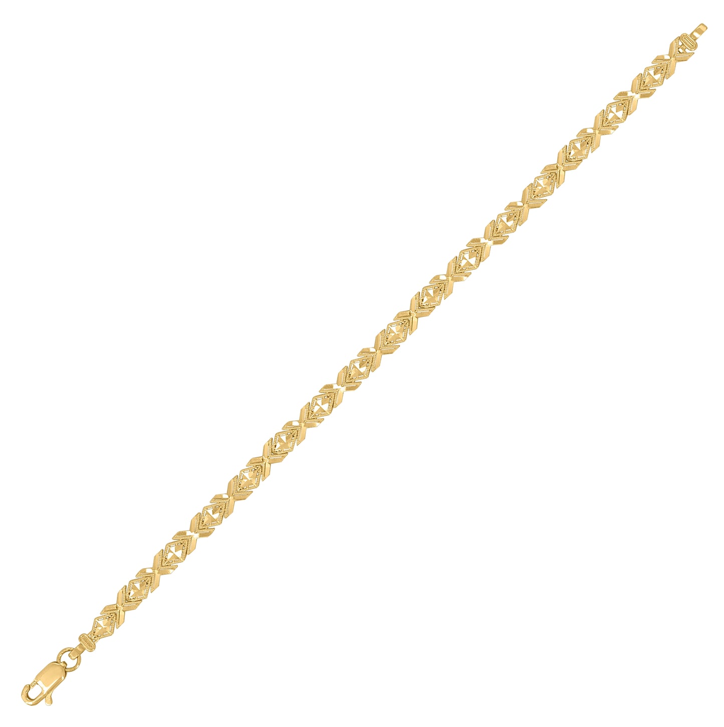 10K Yellow Gold Womens Link Bracelet Size 8 Inches