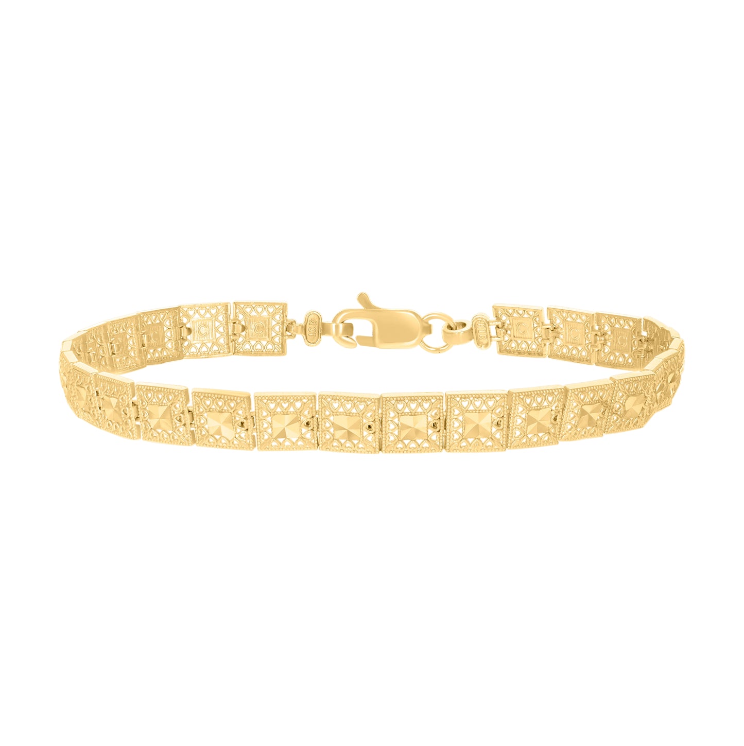 10K Yellow Gold Womens Square Link Bracelet