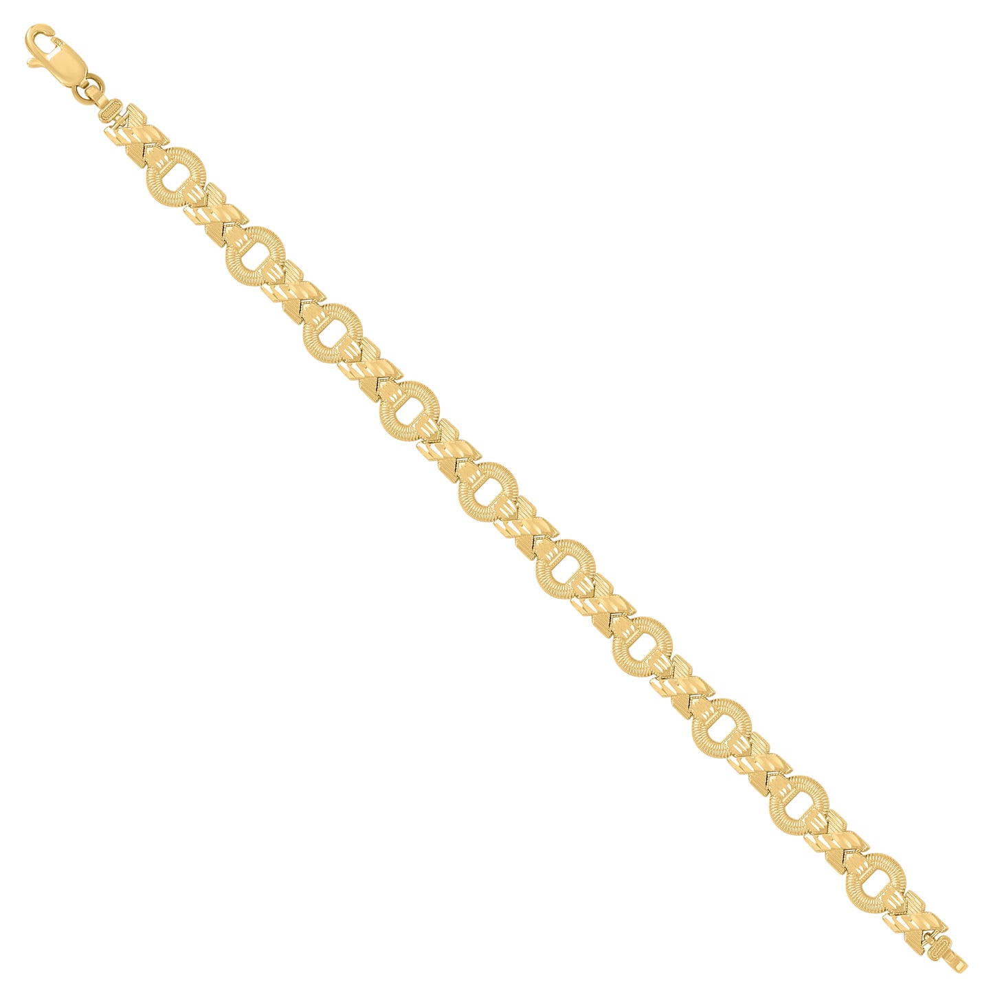 10K Yellow Gold Womens XOXO 8" Stampato Bracelet