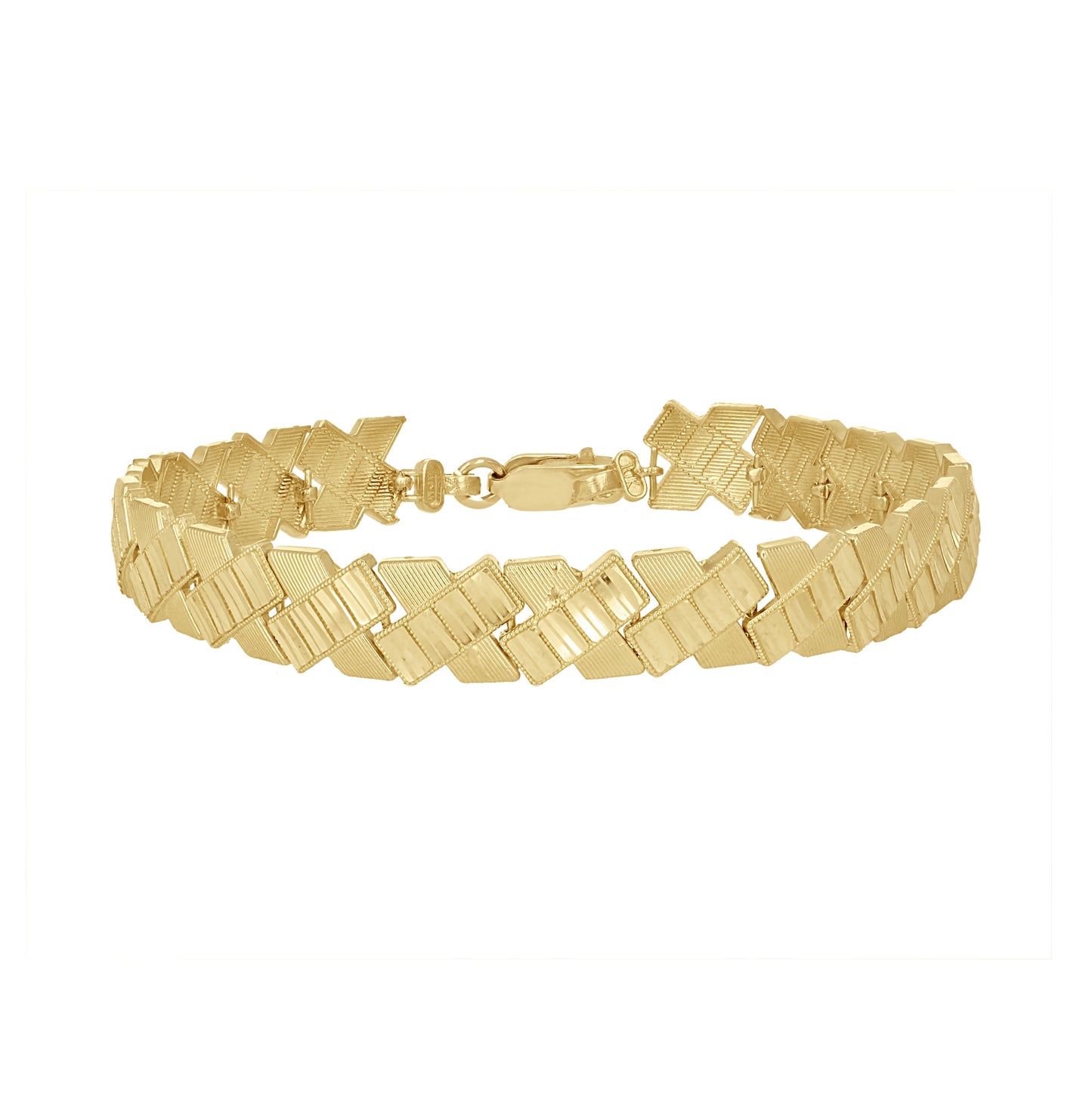 10K Yellow Gold Womens X Link Bracelet Size 8 Inches