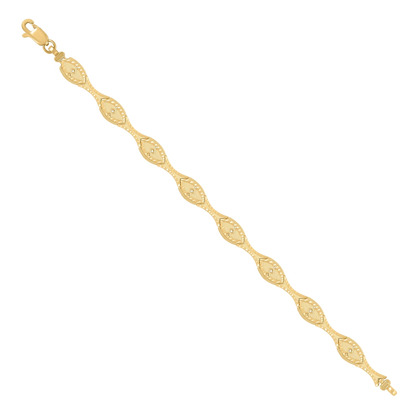 10K Yellow Gold Womens Link Fashion 7" Bracelet