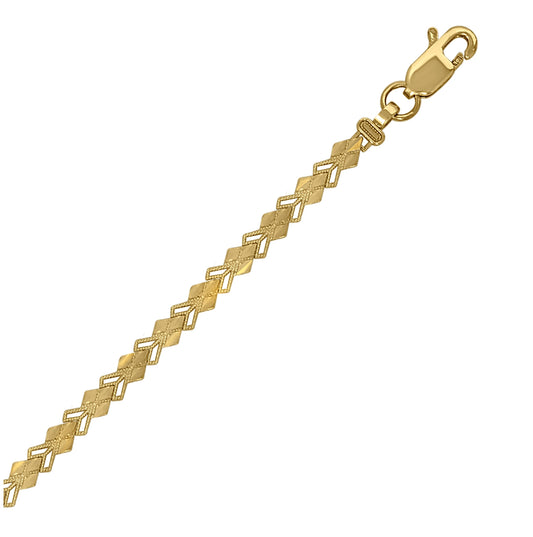 10K Yellow Gold Womens Kite Link Bracelet Size 7 Inches