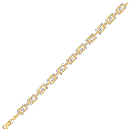 10K Two-Tone Gold Womens Link Bracelet Size 8 Inches