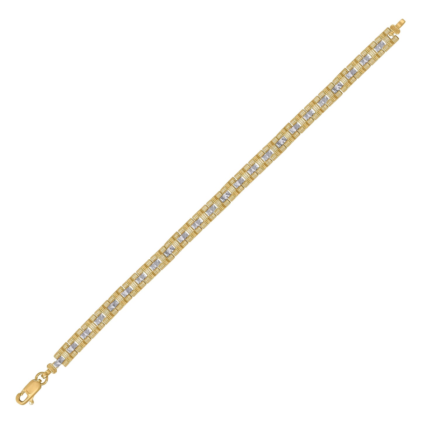 10K Two-Tone Gold Womens H Link Bracelet Size 8 Inches