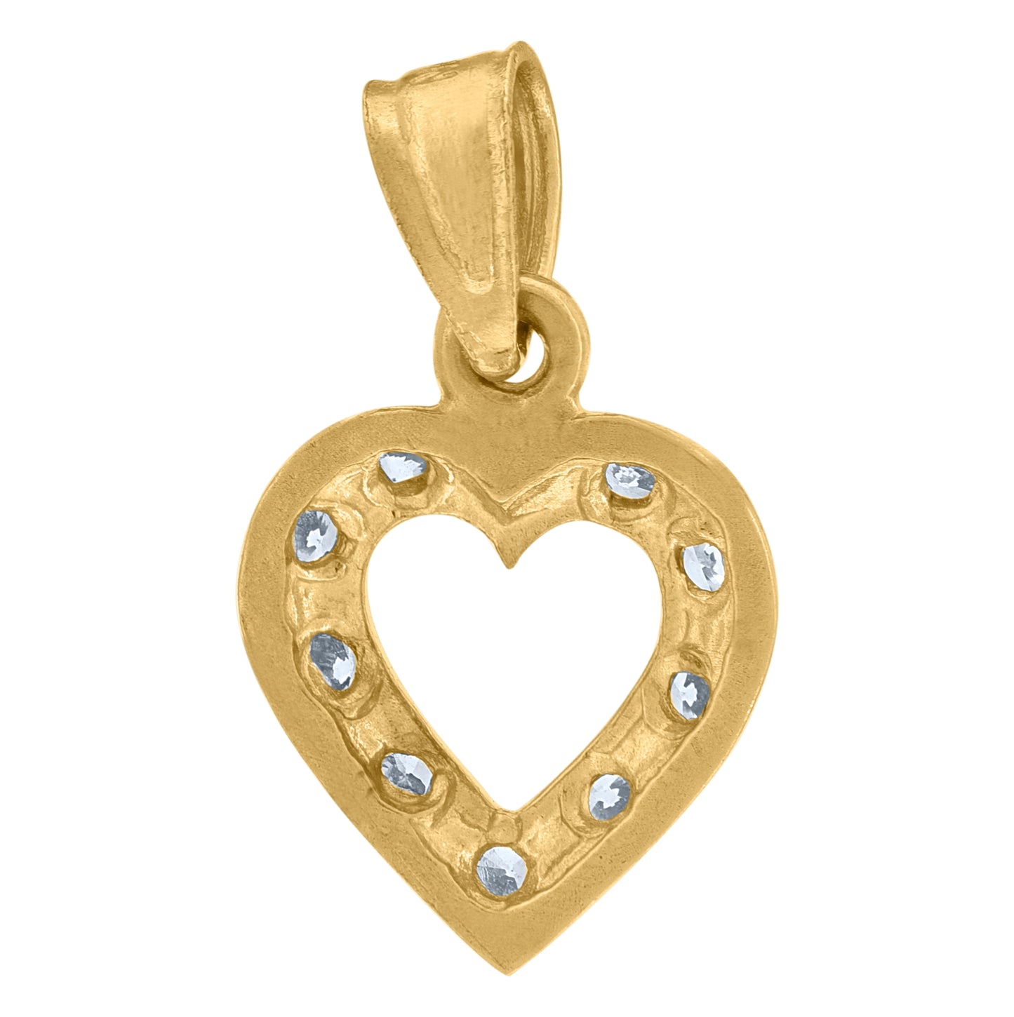 10K Yellow Gold Womens Cubic Zirconia Cubic-Zirconia Heart Charm Pendant