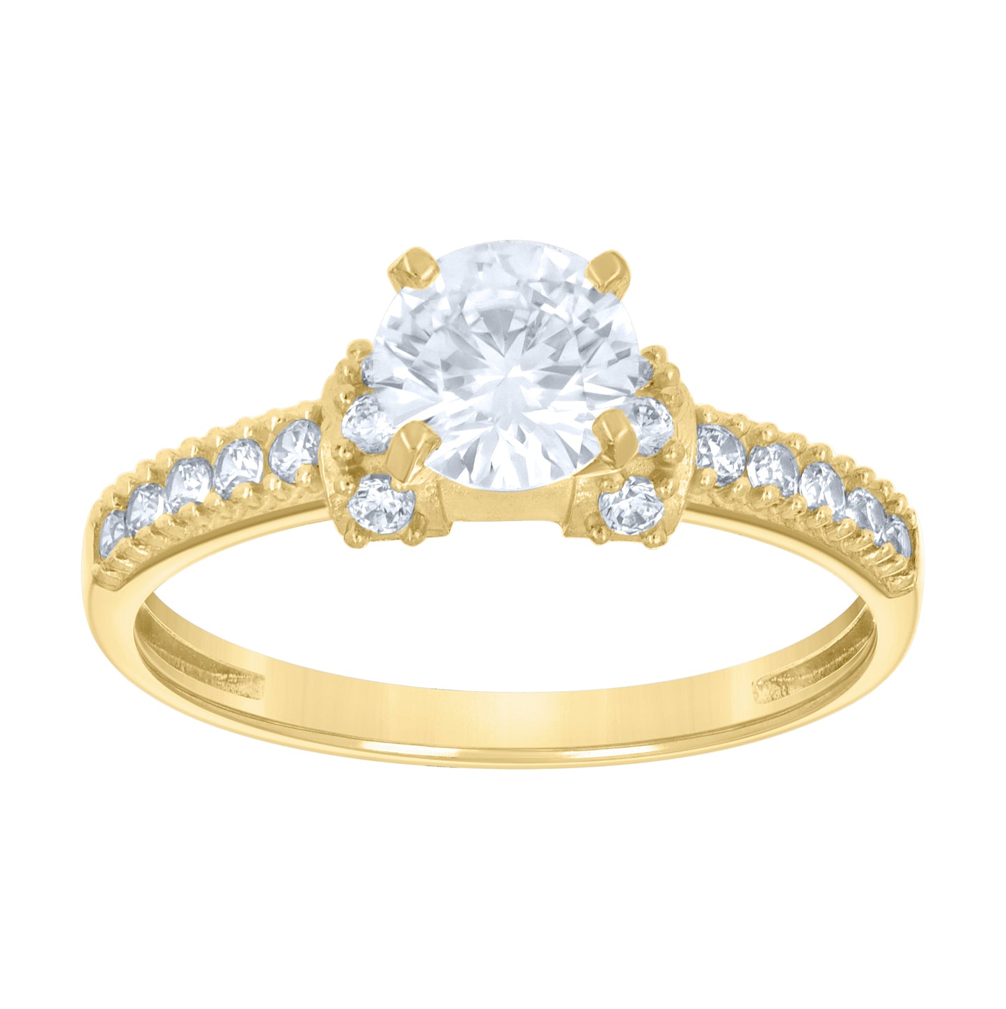 14K Two-Tone Gold Womens Cubic Zirconia Engagement Ring
