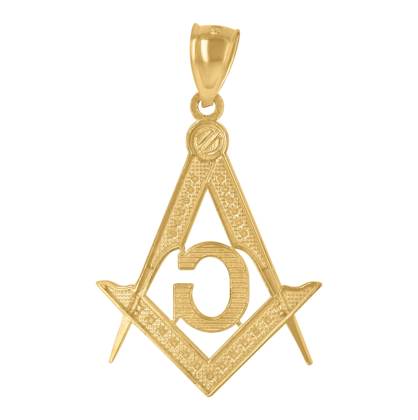 10K Yellow Gold Mens Masonic Freemasonry Occupation Charm Pendant