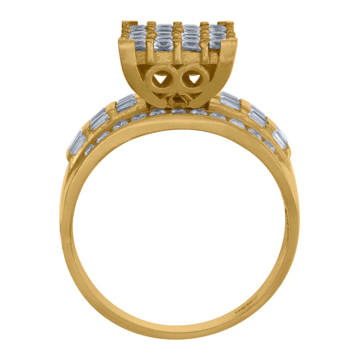 10K Yellow Gold Womens Princess And Baguette Cubic Zirconia Engagement Ring