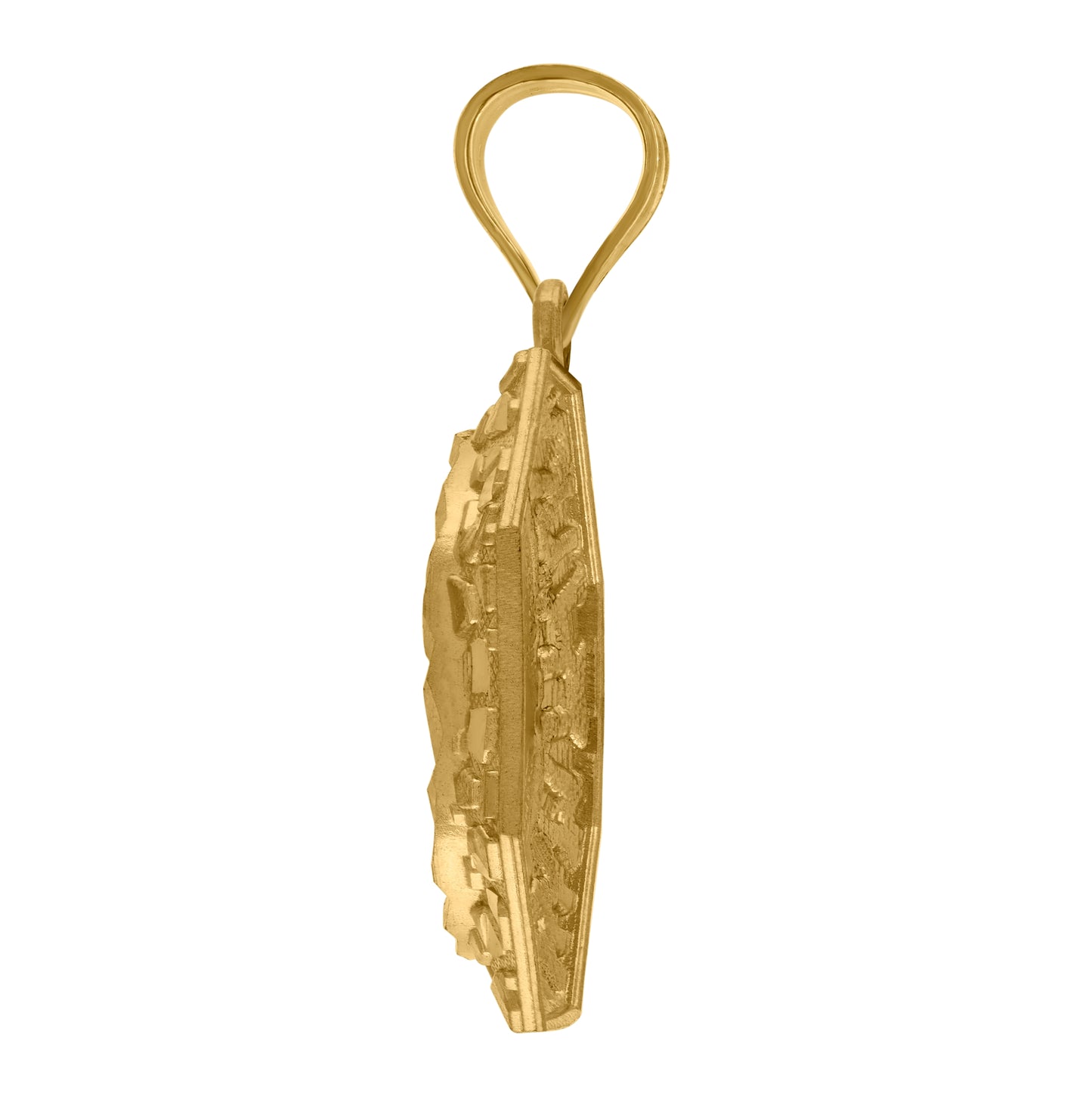 10K Yellow Gold Mens Nugget Lady Of Liberty Medallion Charm Pendant