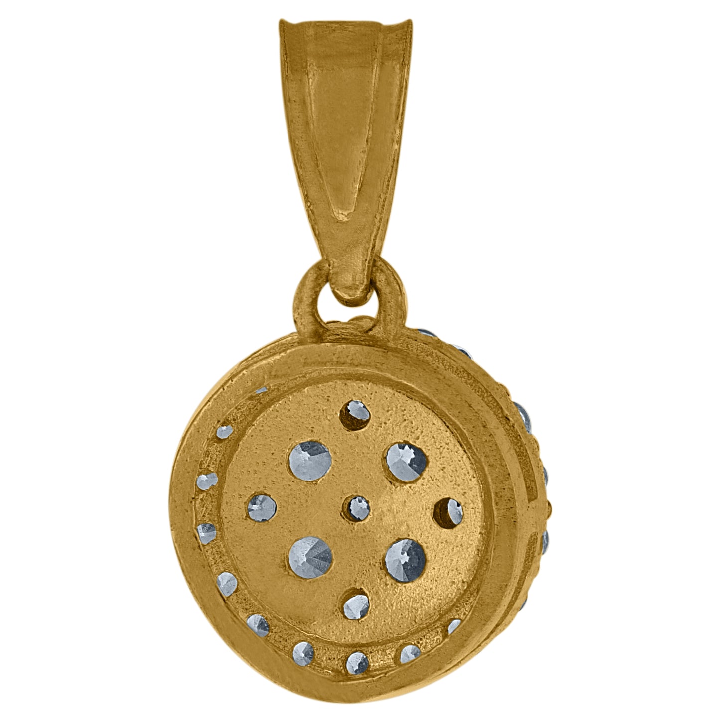 10K Gold Two-Tone Cubic-Zirconia Womens Round Charm Pendant