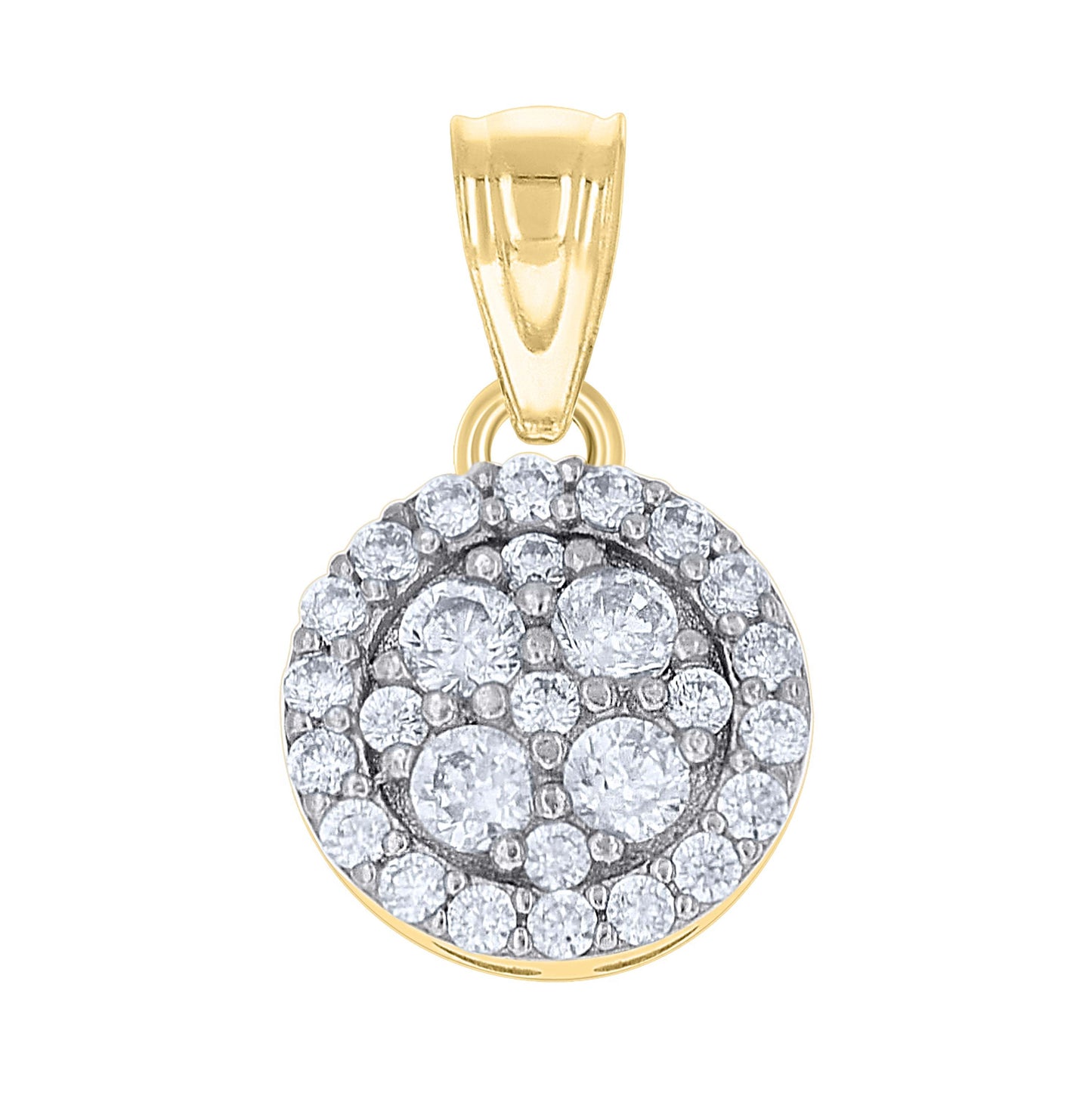 10K Gold Two-Tone Cubic-Zirconia Womens Round Charm Pendant