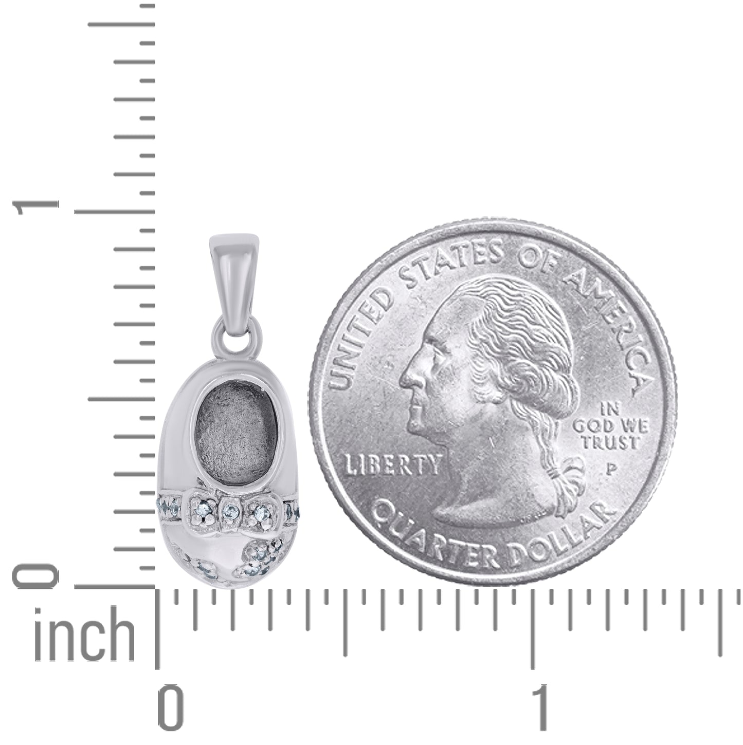 Sterling Silver Womens Cubic-Zirconia Baby Shoe Fashion Charm Pendant