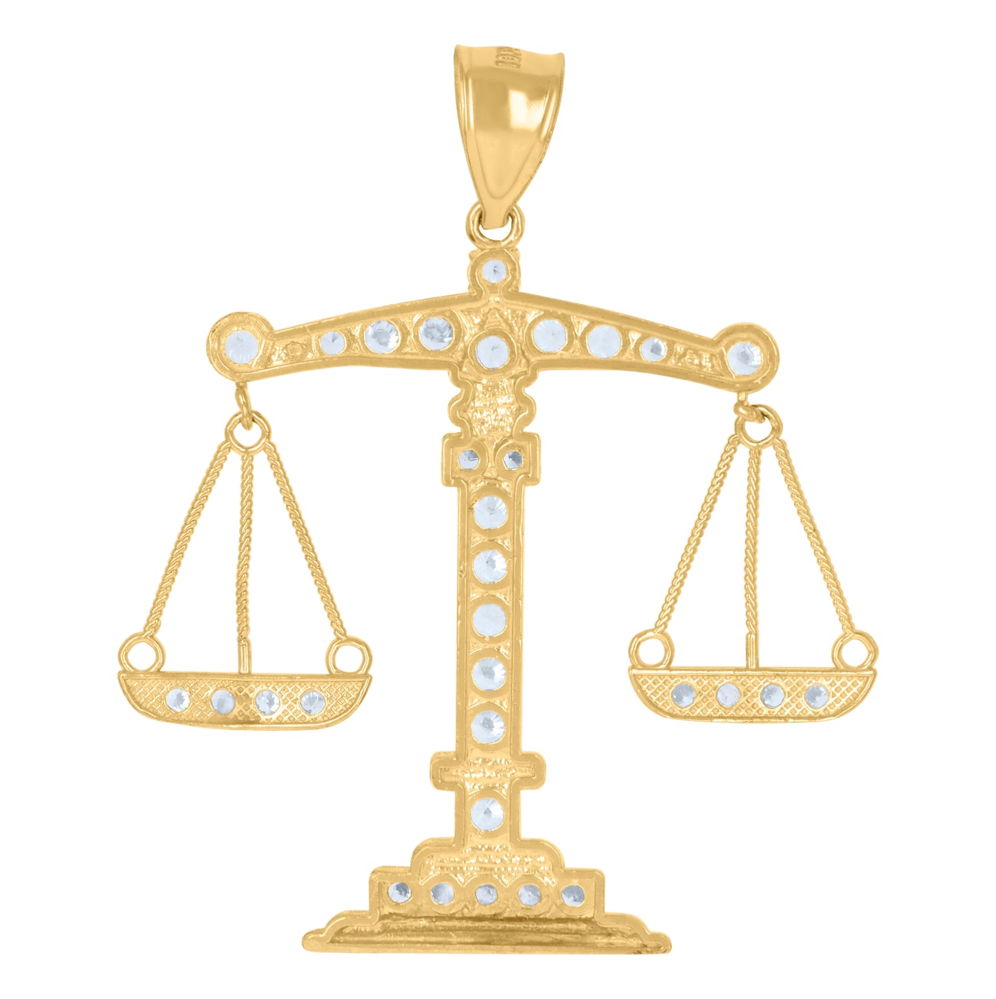 10K Yellow Gold Mens Cubic-Zirconia Libra Zodiac Sign Charm Pendant