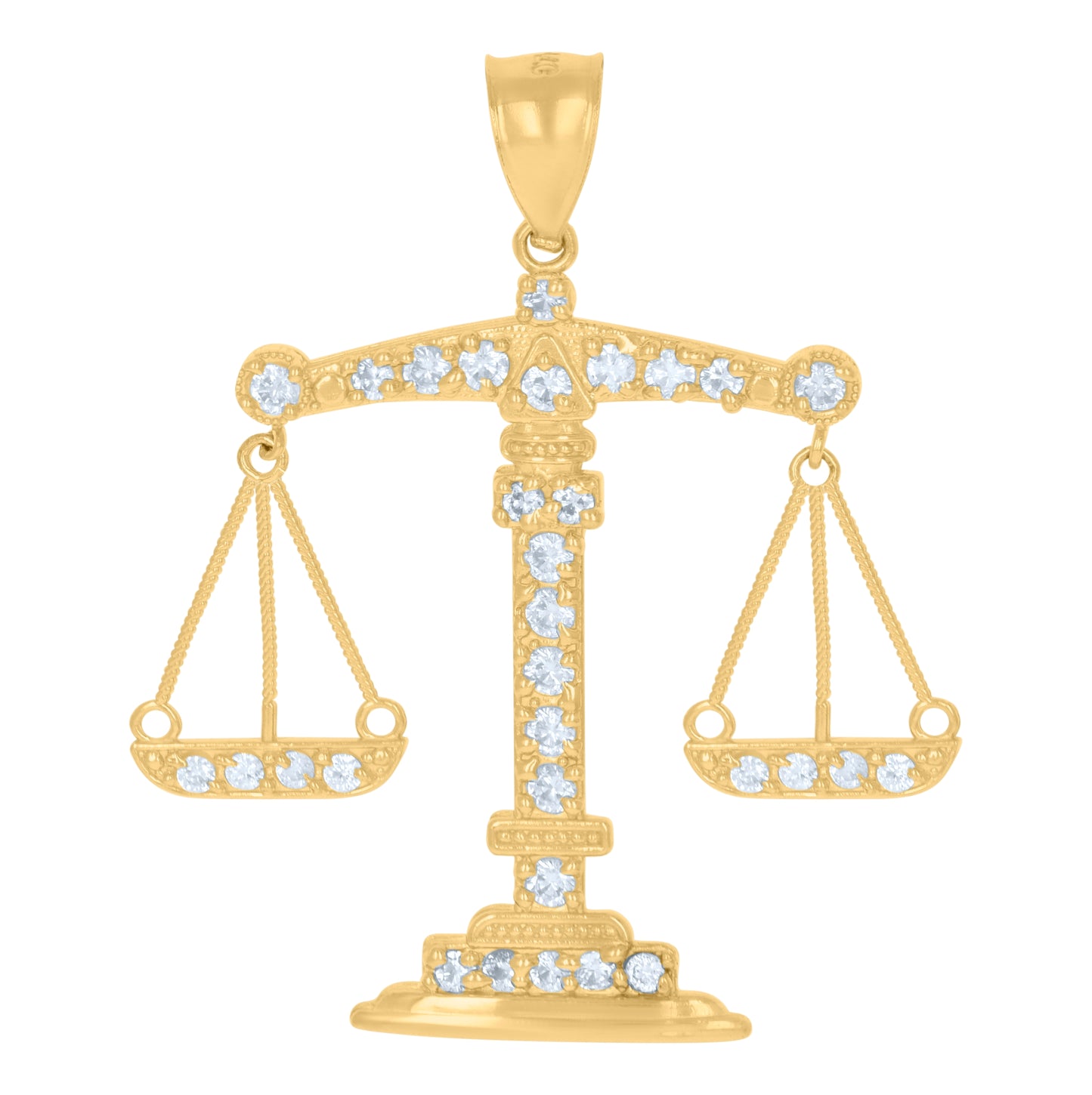 10K Yellow Gold Mens Cubic-Zirconia Libra Zodiac Sign Charm Pendant